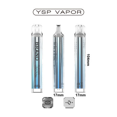 600puffs 2ml Liquid Cyrstal Clear E-Cigarette Battery 400mAh Disposable TPD